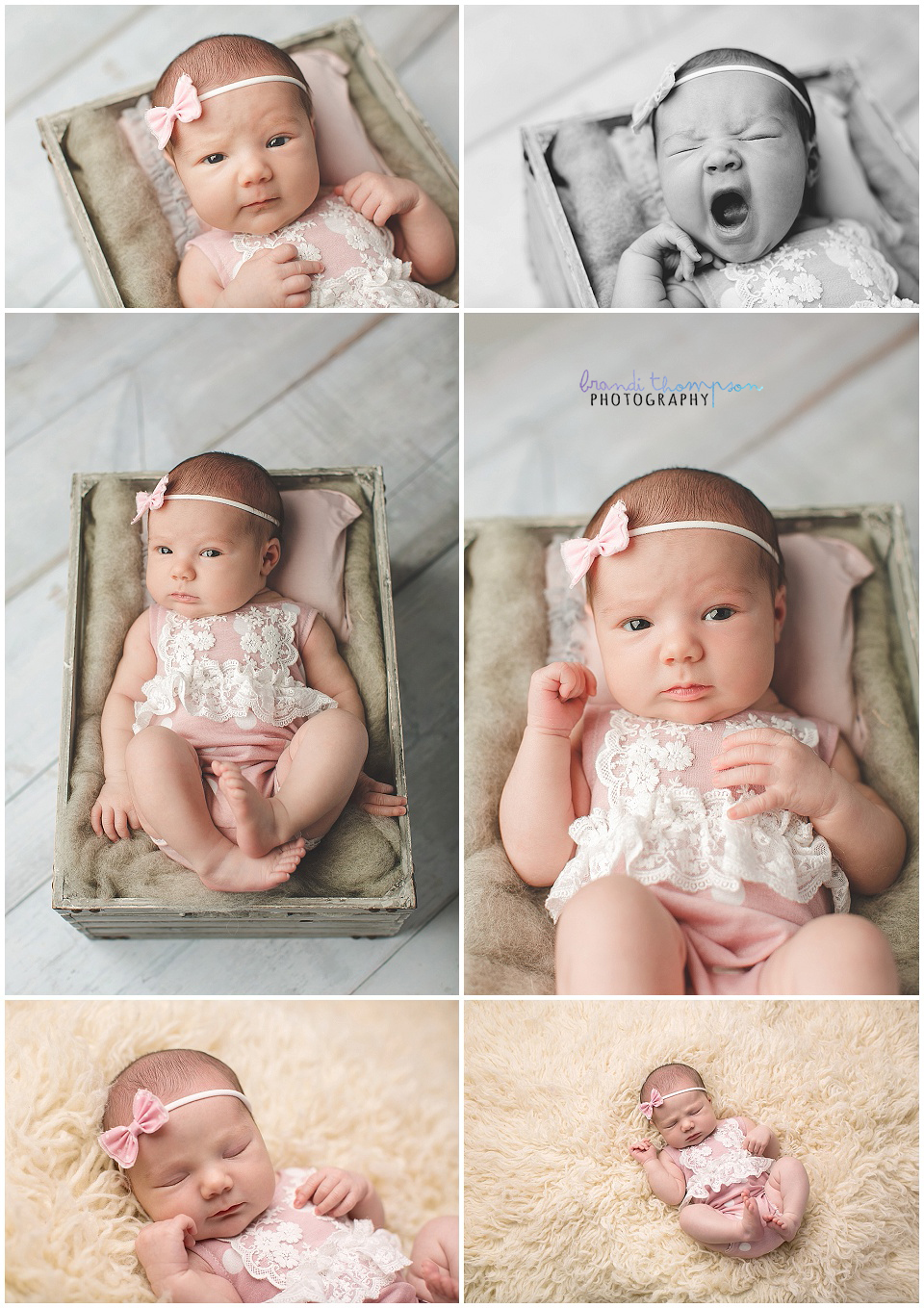 newborn baby girl awake photos in a plano photography studio